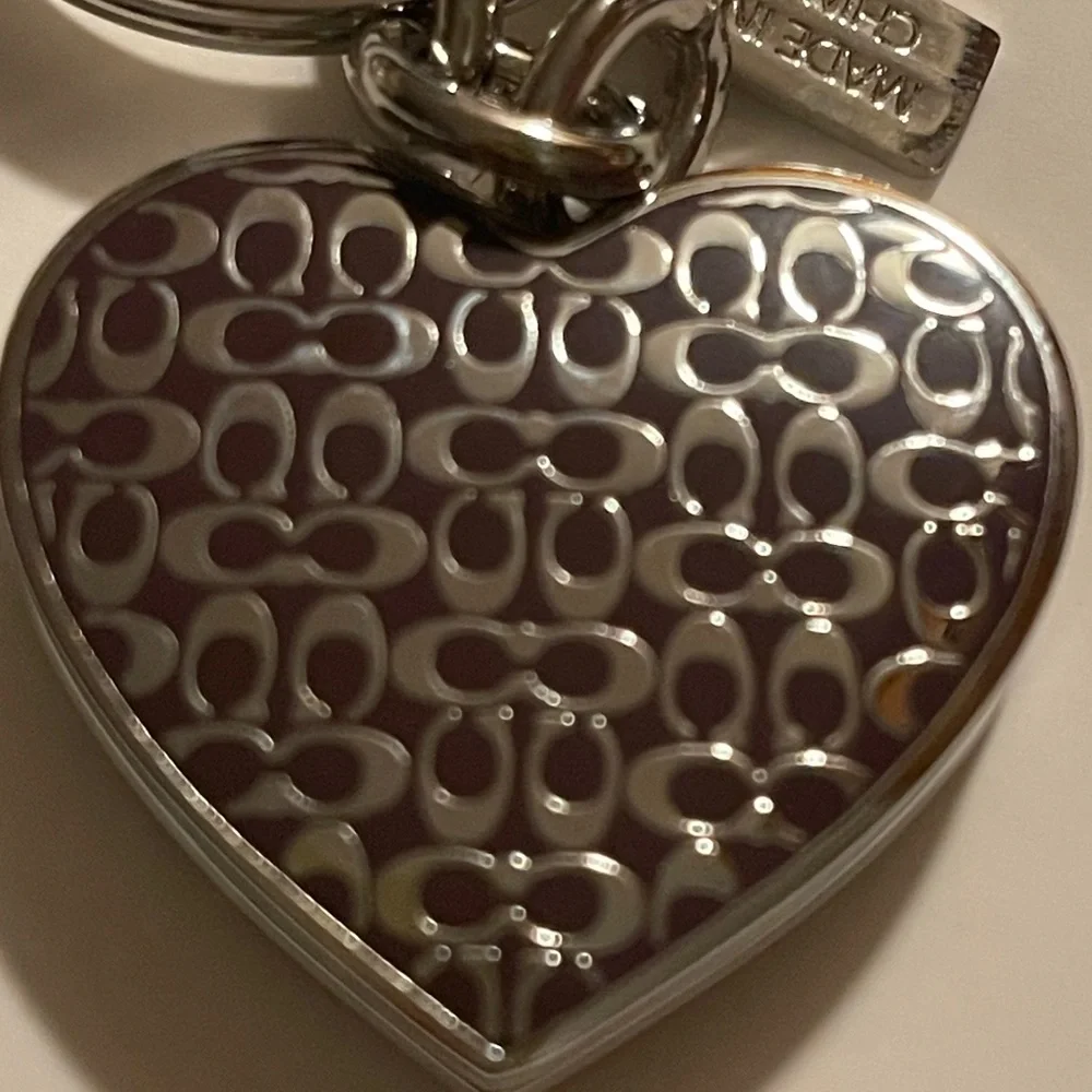 Coach Brown Heart Keychain and Pen Set